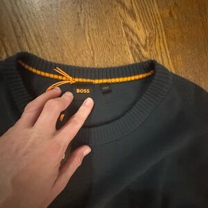 BOSS Men's Dark Gray Crewneck Sweater